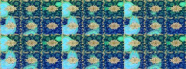 Barok tarzında eskiz oryantal süsü. Mavi renklerdeki altın elementler. Geleneksel klasik Raster altın çizim kalıbı.