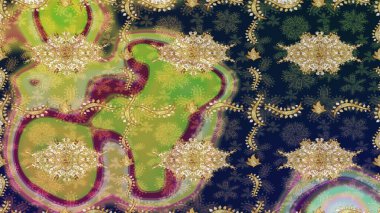 Geleneksel oryantasyon süsü. Klasik Raster altın desenini çiz. Klasik klasik klasik arka plan. Mavi renkler ve altın elementlerle çizim deseni.