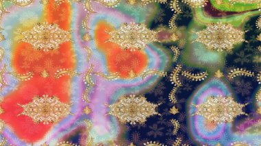 Raster oryantal süs. Altın elementlerle nötr renklerde altın desen. Geleneksel klasik altın desen. Barok tarzında eskiz doğulu süsü..