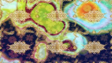 Klasik Raster çizimi. Tarafsız ve altın desenli. Klasik klasik klasik arka plan. Geleneksel oryantasyon süsü.