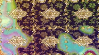 Klasik raster şablonu. Kahverengi ve altın desenli. Tekrarlayan ögelerle soyut arkaplan çiz.