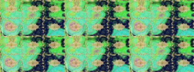 Dekoratif simetri arabesk. Raster illüstrasyonu. Ortaçağ çiçek desenini çiz. Yeşil renkte altın. Doğum günü, davetiye ya da afiş için tebrik kartı.