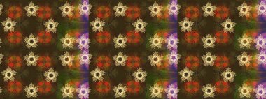Nakış desenli çiçek deseni. Parmak izi, kumaş, duvar kâğıdı, tekstil için raster dokusu. Renkli grunge soyut arkaplanı colokahverengi çiçeklerle zenginleştirir.
