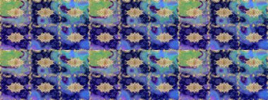 Kına dövmeli süs çiçekleri, altın çıkartmalar, mehndi ve yoga tasarımı, kartlar ve parmak izleri. Mavi renkte desen. Raster Golden Mehndi eskiz kalıbı.