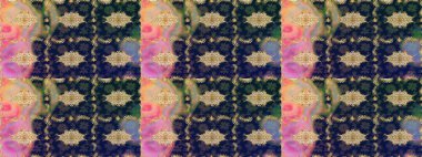 Mavi renkler ve altın elementler üzerine çizim. Raster oryantal süs. Altın deseni çiz.