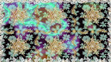 Barok tarzında kusursuz bir doğulu süsü. Altın elementlerle nötr renklerde altın desen. Geleneksel klasik altın desen. Raster doğulu süsü.