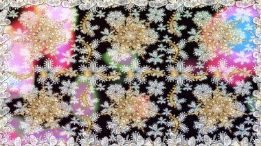 Tarafsız renklerde altın çiçekli altın desenler. Senin tasarımın için, duvar kağıdı. Altın rengi, kusursuz çizim. Raster geometrik arkaplanı.