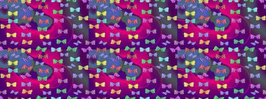 Renkli sevimli kelebek. Eskiz kalıbı arka planı. Raster illüstrasyonu. Yüzey dokuları, duvar kağıtları, web sayfası geçmişi, tekstil için mükemmel. Mor renkli resimler.
