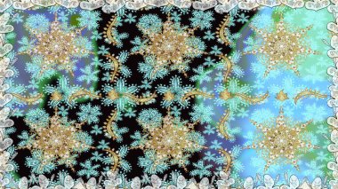 Tarafsız renklerde desen. Raster Golden Mehndi kusursuz desen. Kına dövmeli süs çiçekleri, altın çıkartmalar, mehndi ve yoga tasarımı, kartlar ve parmak izleri..