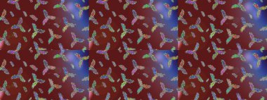 Farklı kar tanesi koleksiyonu rasterleri, kırmızı, kahverengi ve mor renkte kış elementleri. Raster Noel soyut renkli arkaplan ve tatlı kar tanesi.