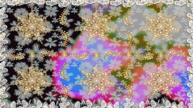 Damask pürüzsüz yineleme kalıbı. Gri renklerdeki altın element. Barok tarzında altın çiçekli süs. Antika altın tekrarlanabilir duvar kağıdı.