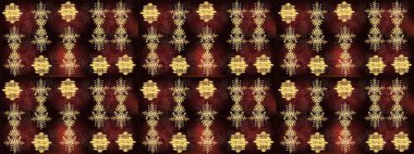 Raster illüstrasyonu. Noel stili. Kahverengi, siyah ve sarı renkte kar taneleri.