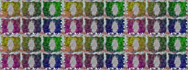 Raster illüstrasyonu. Tropik, dikişsiz çiçek deseni. Yeşil renkte çiçekler.