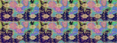 Altın şablonu çiz. Raster oryantal süs. Mavi renkler ve altın elementlerle çizim deseni.