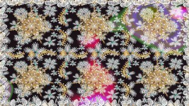 Geleneksel oryantasyon süsü. Klasik raster sarısı, kusursuz desen. Klasik klasik klasik arka plan. Gri renklerde, altın elementlerle kusursuz desen.