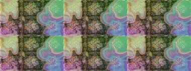 Raster illüstrasyonu. Yeşil renklerde çiçeksiz. Çiçek deseni. Yeşil renkli çiçekler. Şatafatlı bahar bahçesi dokusu.