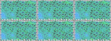 Paketleme, kağıt ve kumaş için uygun. Renkli folklorlu, kelebekli kusursuz desen. Yeşil ve mavi arka planda renkli kelebekler.