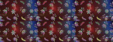 Yuvarlak raster kar tanesi. Renkli arka planda izole tatlı kar taneleri. Soyut kış kahverengi, mor ve mavi süs. Güzel kar tanesi. Raster illüstrasyonu.