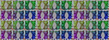 Yeşil renklerde. Çiçekli güzel suluboya desen. Raster illüstrasyonu.