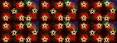 Kar taneleri deseni. Renkli arka planda izole edilmiş kar tanelerinin düz tasarımı. Kar taneleri arka planda. Raster illüstrasyonu. Kar tanesi süslemeli desen.