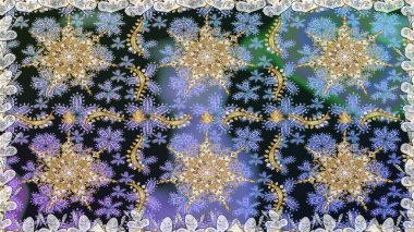 Damask pürüzsüz süsü. Klasik oryantal desen gri renklerden üstündür. Geleneksel raster ve altın desen.