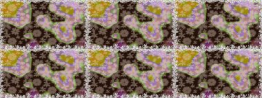 Tekstil için dikişsiz suluboya desen. Şirin çiçekli, desenli, kahverengi renkli, renksiz desenli. El çizimi çiçek pürüzsüz desen (taş)).