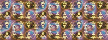 Yapraklı çiçekler ve kahverengi renkli papatya çiçekleri. Raster - stok. Kusursuz arkaplan deseni.