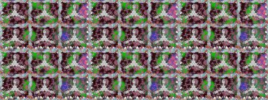 Parlak çiçekli kolaj çiçekleri kahverengi. Çiçek tasarımı için inanılmaz bir kolaj cenneti tarzı. Çiçekli zambaklar dikişsiz arkaplan.