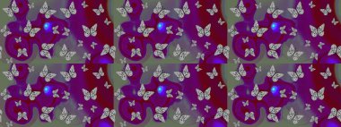 Sonsuz. Çizim, karalama, karalama. Elle çizilmiş sevimli kız çizimi. Raster illüstrasyonu. Tekrarlanan kelebekler.