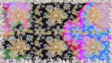 Barok tarzında kusursuz bir doğulu süsü. Gri renkli ve altın elementli geleneksel klasik altın sarısı desen.