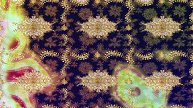 Gri renkli ve altın elementli altın desenli. Barok tarzında eskiz oryantal süsü. Raster oryantal süs. Geleneksel klasik altın desen.