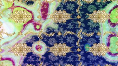 Tarafsız renklerde altın element. Lüks, kraliyet ve Viktorya dönemi konsepti. Süslü raster dekorasyonu. Tarafsız yerine altın rengi barok çiçek deseni..