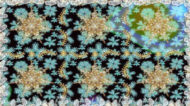 Paisleys zarif çiçek desenli arkaplan duvar kâğıdı çizimi klasik stil, modern 3D çizgili sanat eseri altın ve nötr desenli çiçek yaprakları ve süslemeleri..