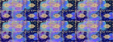 Raster geleneksel altın eskiz deseni mavi renklerde. Barok tarzında eskiz doğulu süsü..