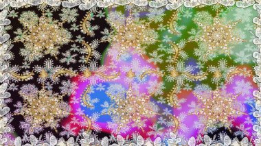 Damask pürüzsüz süsü. Tarafsız renkler üzerinde klasik oryantal desen. Geleneksel raster ve altın desen.