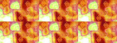 Renkli Yaz Temalı eskiz kalıbı. Turuncu, sarı ve pembe renkli çiçekler. Raster illüstrasyonundaki çiçek desenli çizim. Düz Çiçek Elementleri Tasarımı.