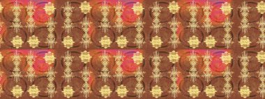 Düz Çiçek Elementleri Tasarımı. Renkli Bahar Teması eskiz kalıbı. Kahverengi, turuncu ve sarı renklerde zarif çiçekli suluboya. Raster illüstrasyonu.