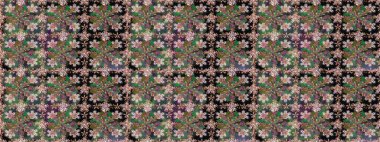 Tropik, dikişsiz çiçek deseni. Raster illüstrasyonu. Yeşil renkte çiçekler.