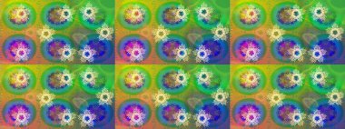 Basit bir kar tanesi. Yeşil, mavi ve sarı renklerde şirin kar taneleri. Soyut duvar kâğıdı, ambalaj dekorasyonu. Kışın sembolü, mutlu noeller, mutlu yeni yıl kutlaması Raster illüstrasyonu..