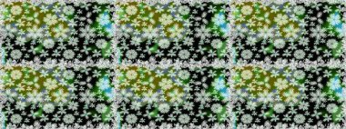 Yeşil renklerde. Raster illüstrasyonu. Küçük çiçekteki sevimli çiçek deseni. Raster deseni. Soyut çiçek pürüzsüz desen arkaplanı.