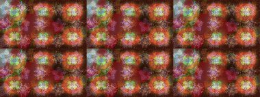 Raster illüstrasyonu. Kristal kar taneleri kahverengi, kırmızı ve nötr renklerde.