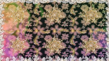 Doğulu stil, altın elementli gri renkli altın desenli arabesk yapar. Raster altın desen. Kusursuz kıvırcık saçlar..