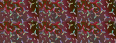 Raster kahverengi, kırmızı ve yeşil kar tanelerinden izole edilmiş. Güzel bir kış süsü. Renkli kar taneleri Raster illüstrasyonu.