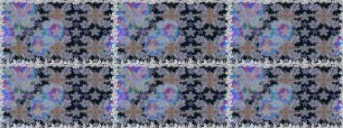 Düz Çiçek Elementleri Tasarımı. Renkli Bahar Temalı Kusursuz Arkaplan. Gri renkli çiçekler. Sevimli çiçek raster deseni.