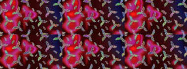 Raster illüstrasyonu. Kar taneleri koleksiyonu. Raster kahverengi, kırmızı ve mor kar tanelerinden izole edilmiş. Güzel kış süsleri..