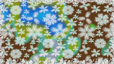 Renkli grunge, soyut arkaplanı colokahverengi çiçeklerle süslüyor. İşlemeli çiçekli, dikişsiz desen. İzler, kumaş, duvar kağıtları, tekstil için raster dokusu.