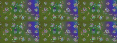 Elle boyanmış suluboya resim çizimleri, çiçekler ve bitkiler. Yeşil renkte çiçekler.