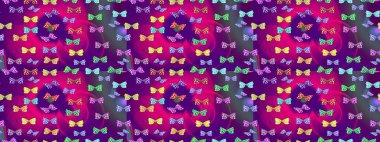 Raster illüstrasyonu. Yazdırmayı tekrarla. Mor, soyut suluboya kelebeklerle bezenmiş yumuşak bir deniz mavisi deseni. Sonsuz.