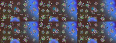 Klasik çiçekler. Yaz çiçekleri teması. El çizimi, soyut ve süslü elementler. Kahverengi renkli. Suluboya resim taklit Raster illüstrasyonu.