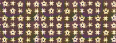 Çiçek süslemeli çizim deseni. Raster illüstrasyonu. Kahverengi renkte çiçekler.